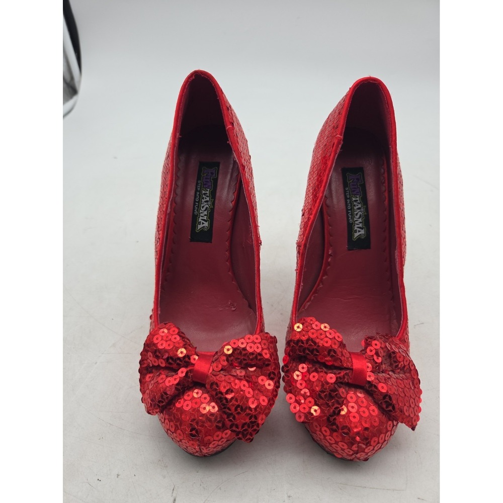 Funtasma Dorothy Red Sequins Pumps High Heel Adult Women Size 6 - See Measurment